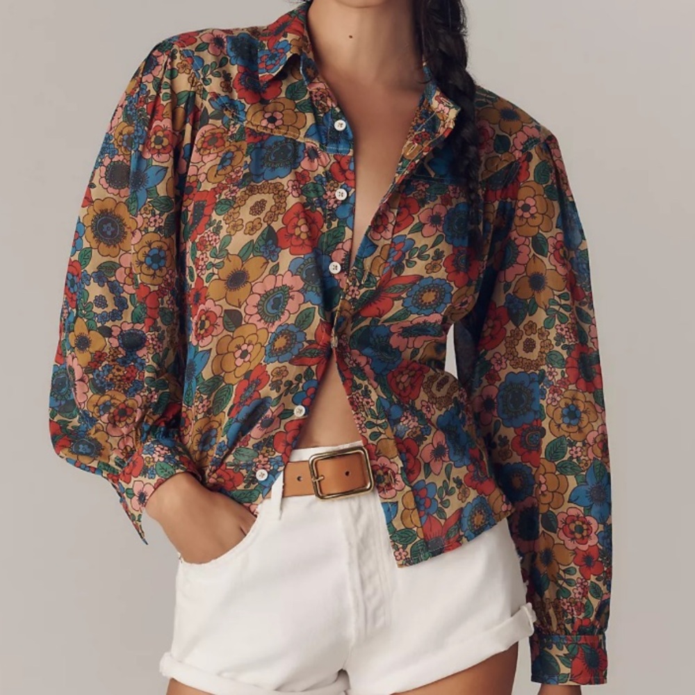 MOTHER | The Rhapsody Floral Cotton Button-Up Shirt